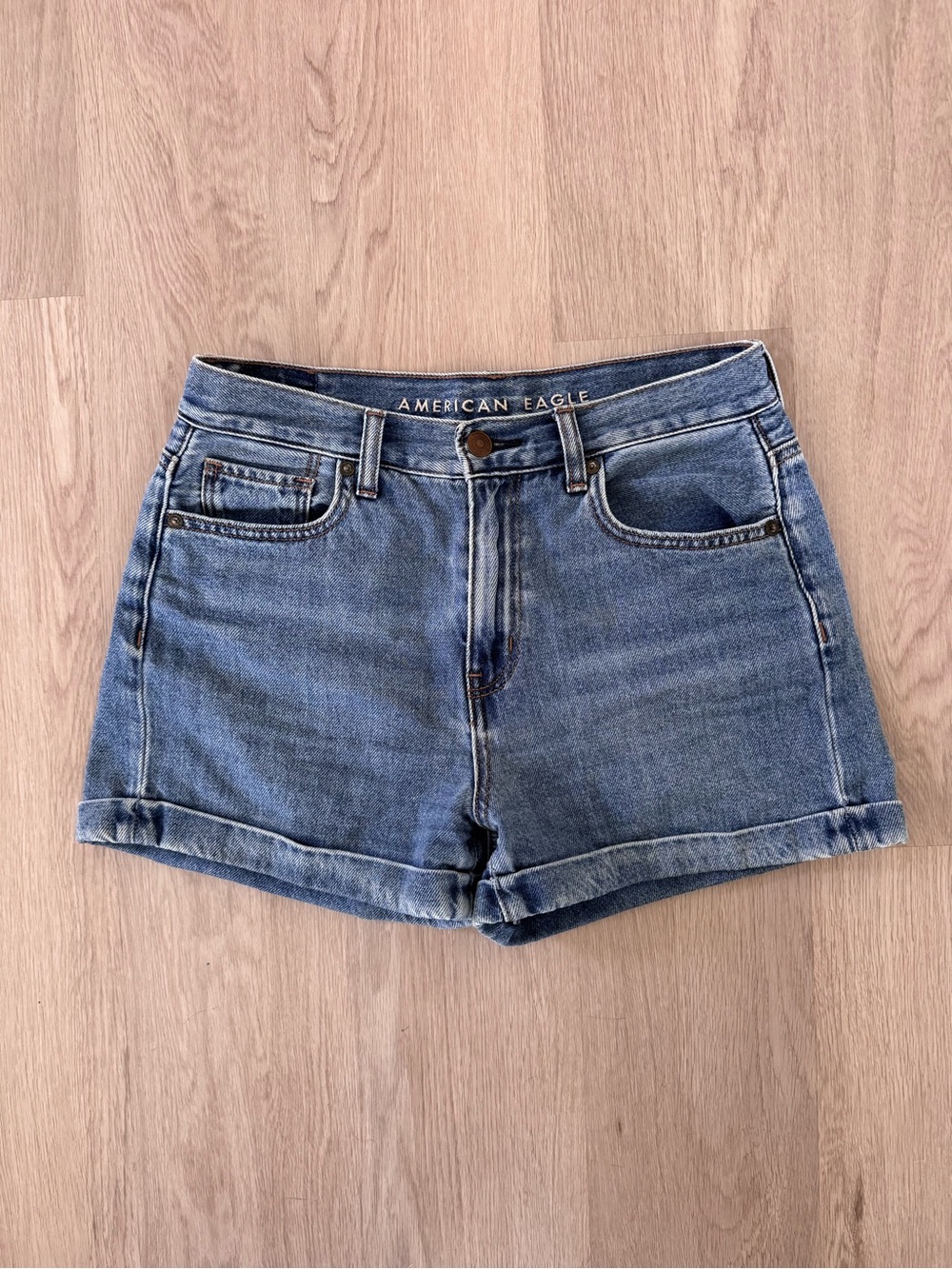 American Eagle Medium Blue Denim High-Rise Shorts